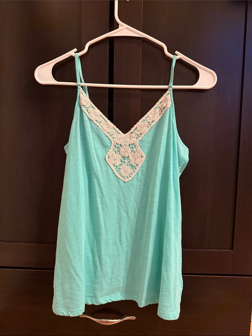 AMERICAN EAGLE Women’s Mint Green Lace-Trim Camisole Top